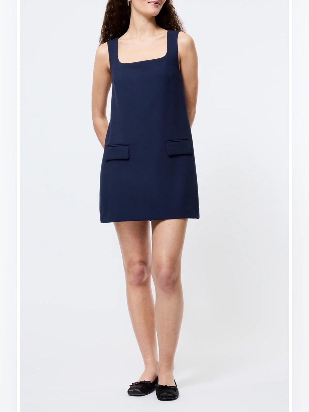 NWOT- French Connection Square Neck Shift Minidress, Marine Blue, size 14